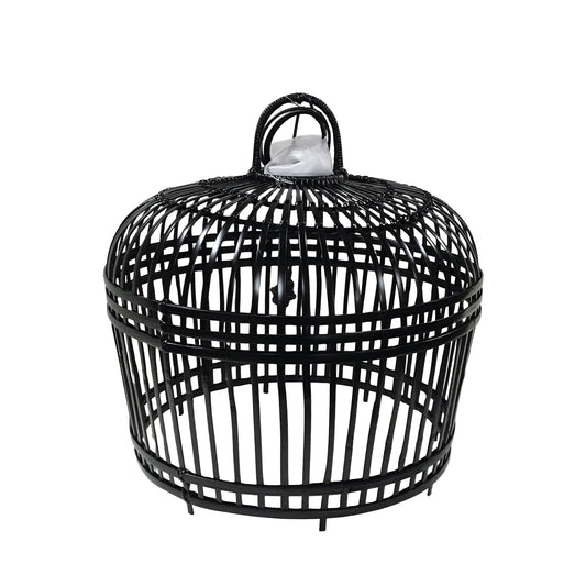LAMPENSCHIRM BAMBUS OPEN MITTEL INKL. ELEKTRIK - SOLID BLACK