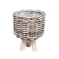 POT ROUND KOBOO GRAY WITH WOODEN STAND Ø.20 H.25cm INCL PLASTIC LINING