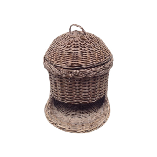 RATTAN-AUFBEWAHRUNG MIT DECKEL GROSS SRIMIT GRAU