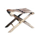 PORTABLE STOOL w/LEATHER GOAT SKIN, WOODEN LEGS