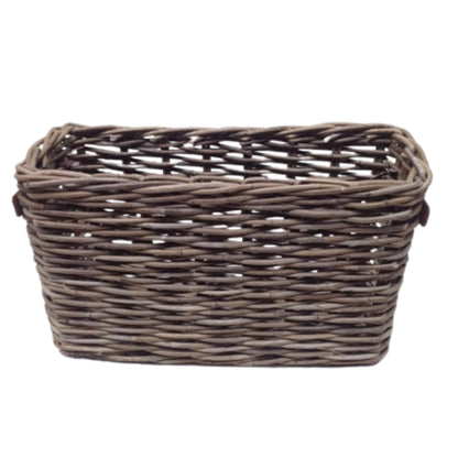 RECT PLANTER MEDIUM W/LEATHER HANDLE KOBOO GRAY