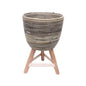 POT ROUND LAMINATED WITH WOODEN STAND Ø.25 H.40cm INCL PLASTIC LINING - KOBOO GREY