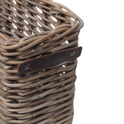 RECT PLANTER MEDIUM W/LEATHER HANDLE KOBOO GRAY