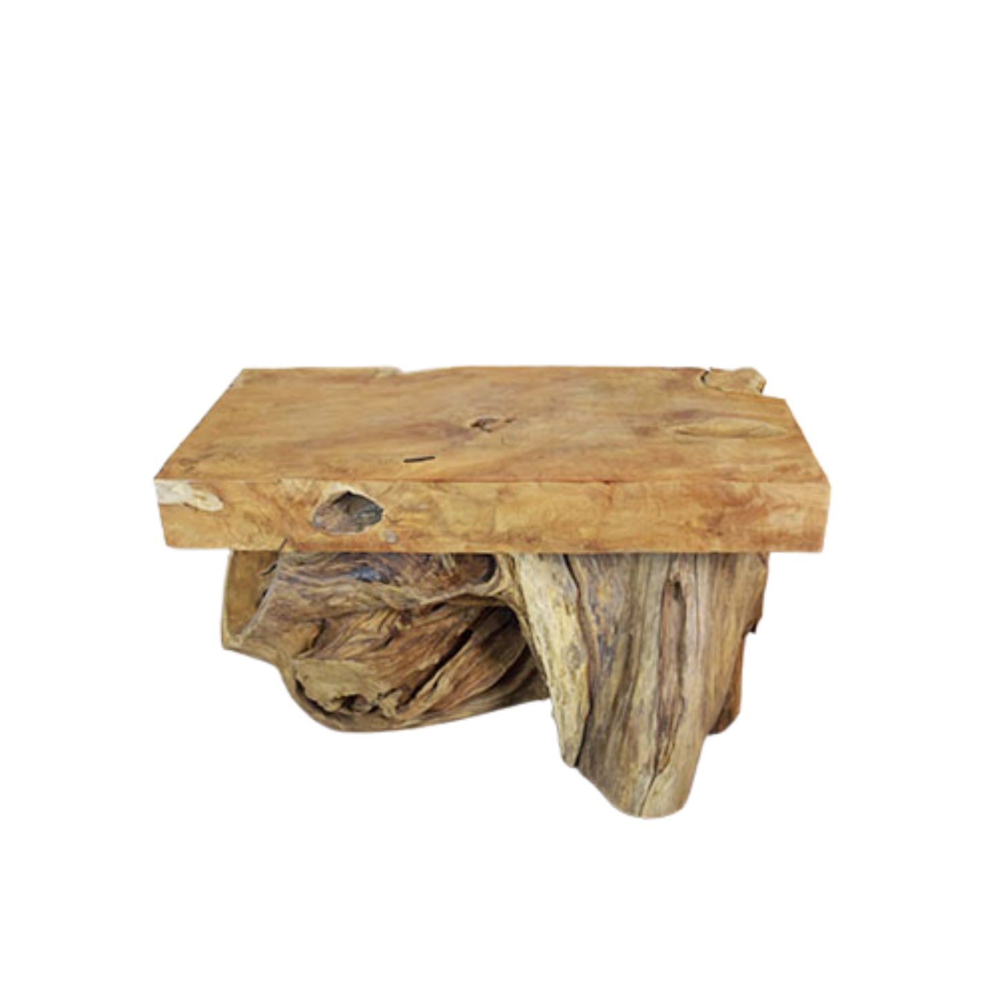Tisch mit zwei Beinen, massives Teakholz, Tischplatte: L 106 cm, B 60 cm / Dicke 12,5 cm / H 61 cm