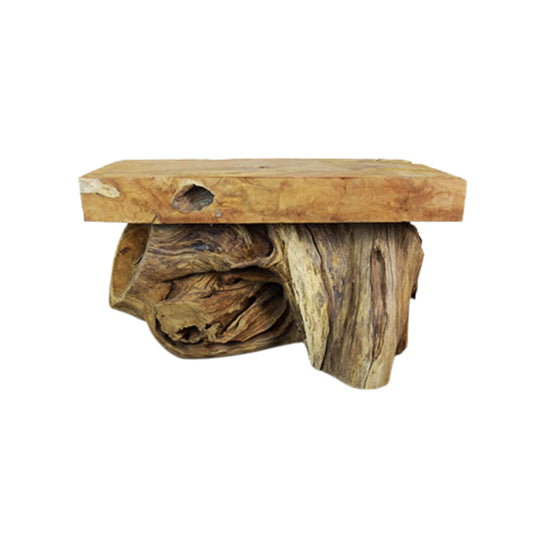 Tisch mit zwei Beinen, massives Teakholz, Tischplatte: L 106 cm, B 60 cm / Dicke 12,5 cm / H 61 cm