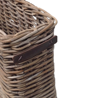 RECT PLANTER LARGE W/LEATHER HANDLE KOBOO GREY