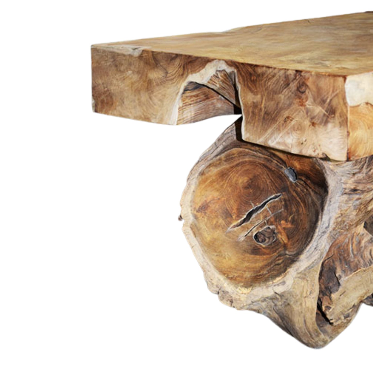 Tisch mit zwei Beinen, massives Teakholz, Tischplatte: L 106 cm, B 60 cm / Dicke 12,5 cm / H 61 cm