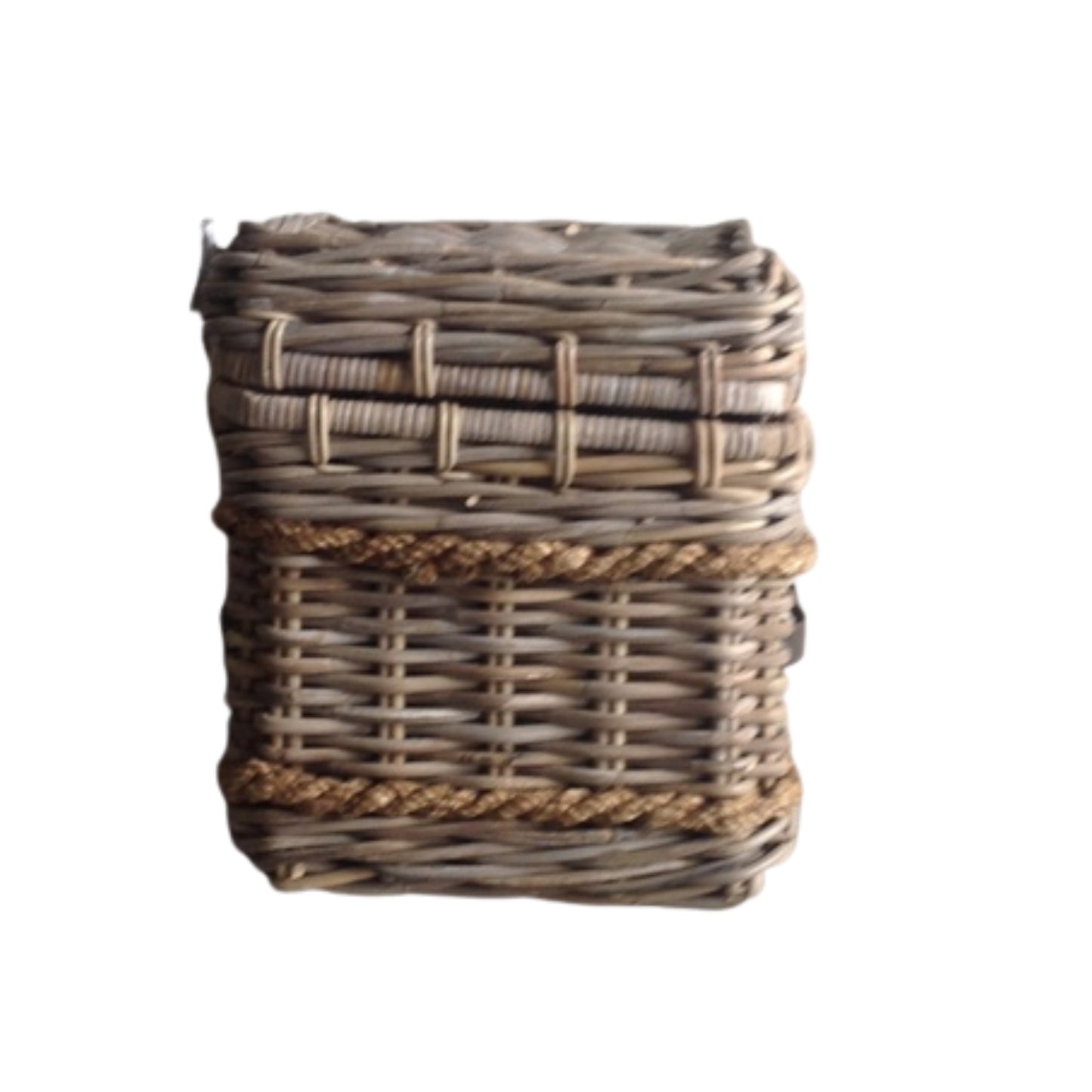 HOCKER W/LEATHER HANDLE KOBOO GREY
