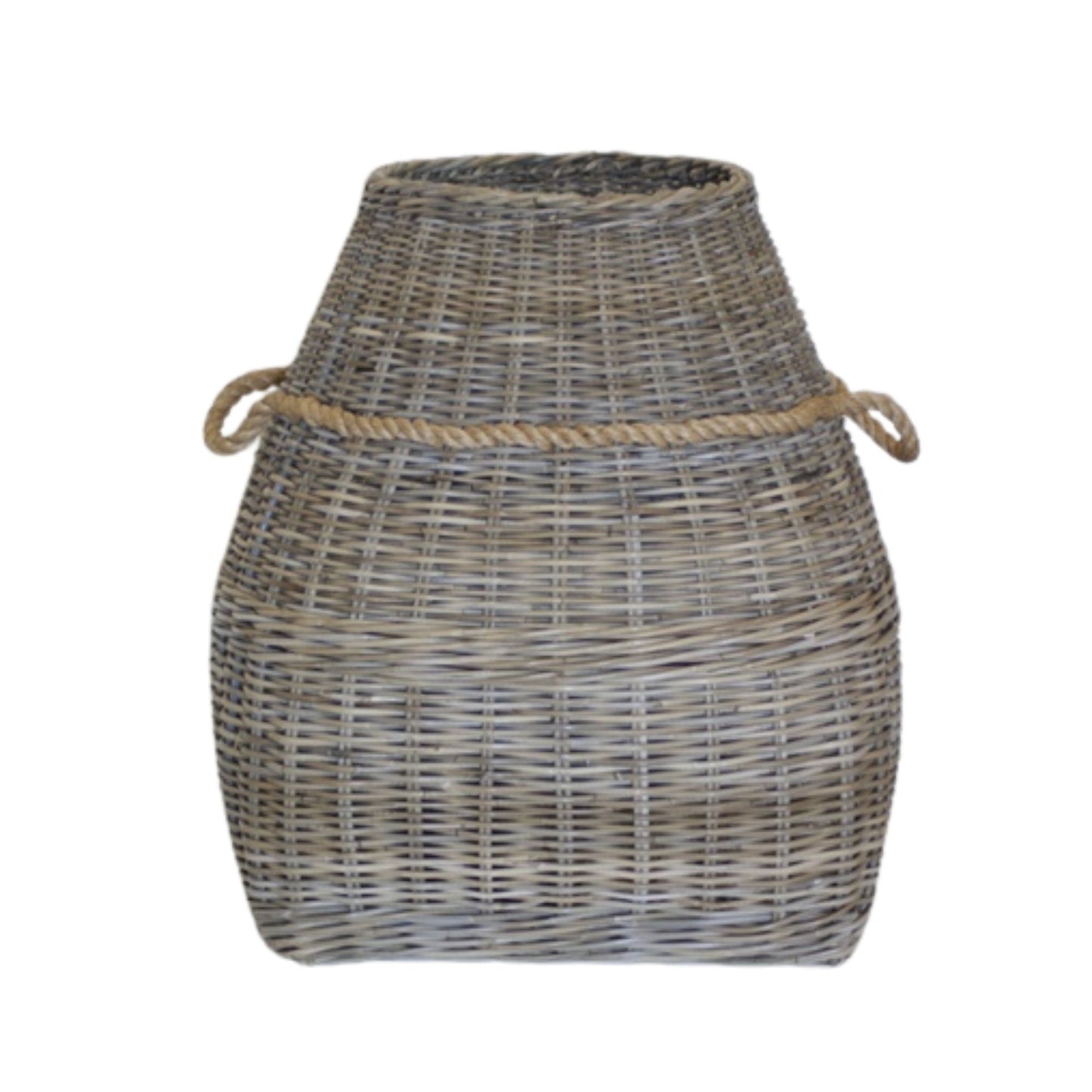LAUNDRY BASKET LARGE W/ROPE HANDLE KOBOO GREY