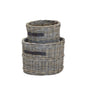 ROUND PLANTER S/2 w/LEATHER HANDLE KOBOO GRAY