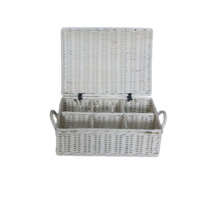 TEEBOX m. DECKEL 6 FÄCHER „TEA“ WHITE EDITION