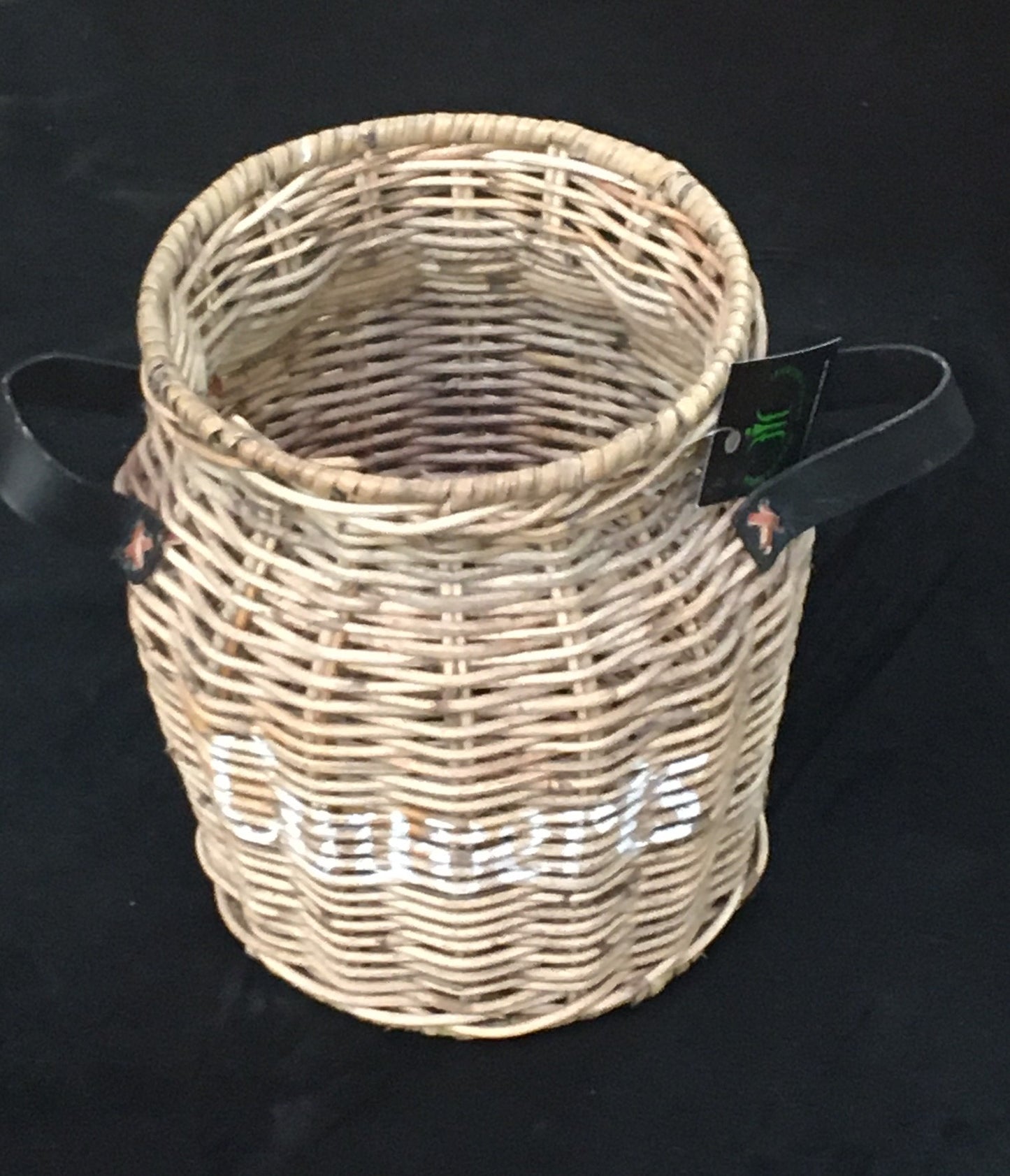 STORAGE BASKET w/LEATHER HANDLE ‘COUVERTS’